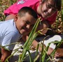 Our grandkids, Kadyn and Shealyn, with
new born calf,  TS Big Mason